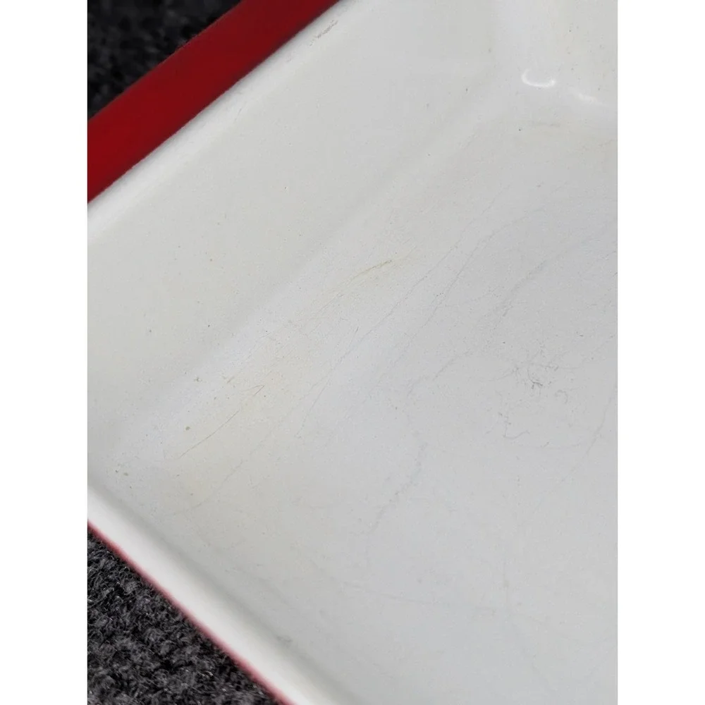Vintage Copco Denmark Michael Lax Red Enamel Cast Iron Baking Pan 10 X 6 X 2‎